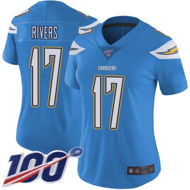 Los Angeles Chargers NFL Football Philip Rivers Electric Blue Jersey Women Limited 17 Alternate 100th Season Vapor Untouchable